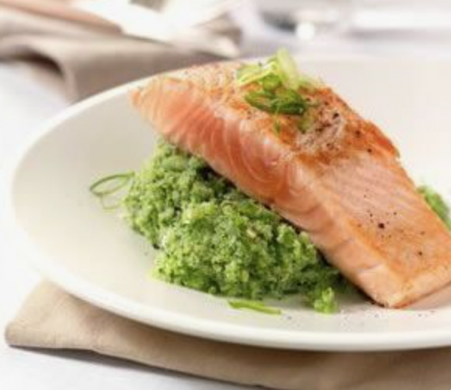 Broccolipuree met zalm